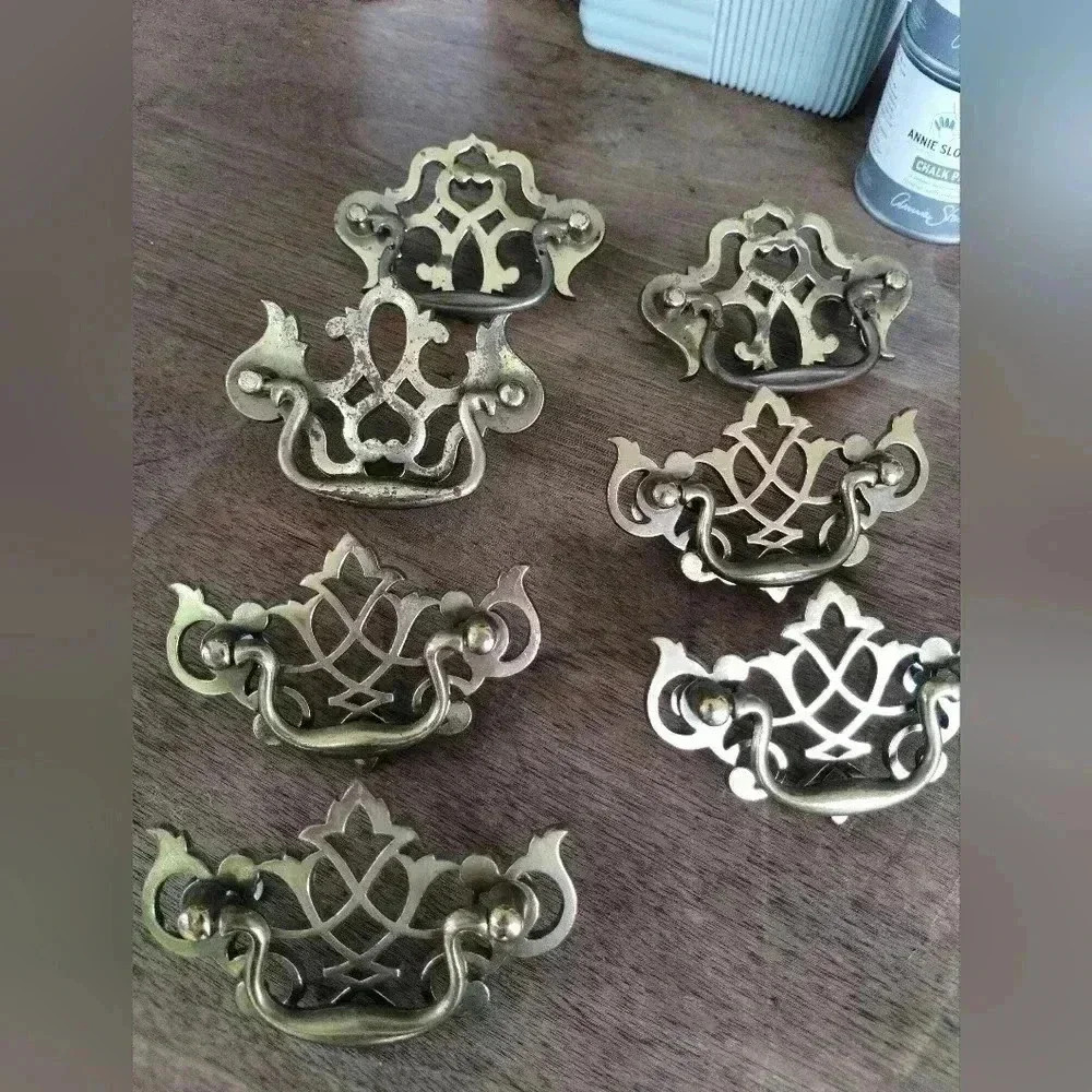 Vintage brass drawer pulls set of seven